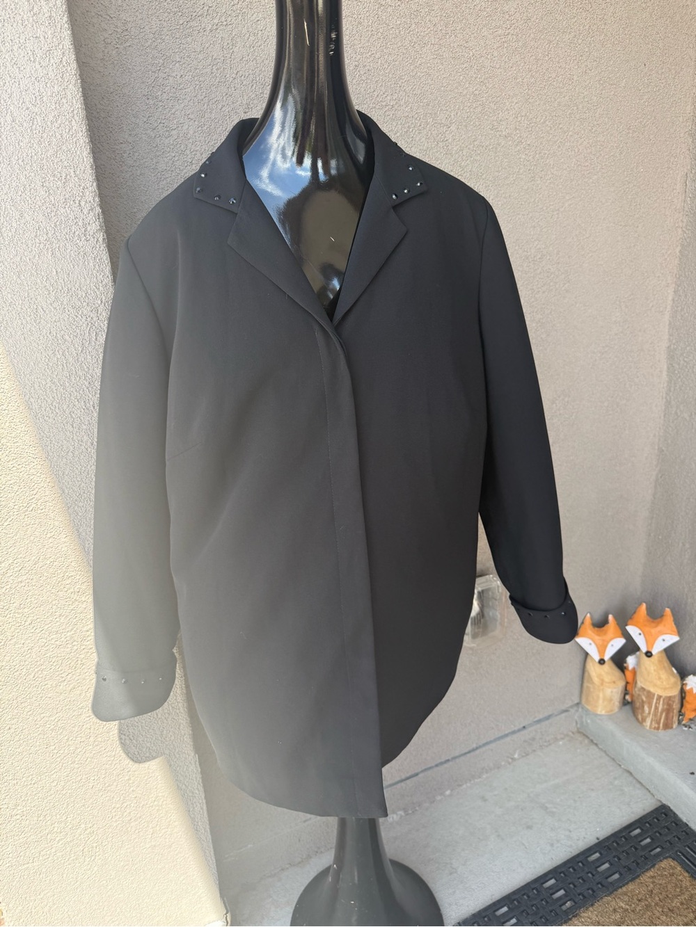 Donna Ricco New York Woman Black Rhinestone-Embellished Blazer Jacket — SZ 18W